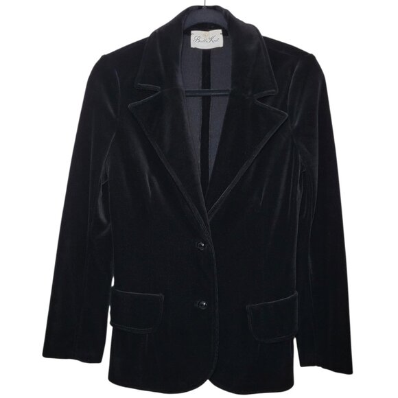 Butte Knit Jackets & Blazers - Butte Knit Vintage Black Velvet Blazer Jacket Womens 80s Retro Old Money